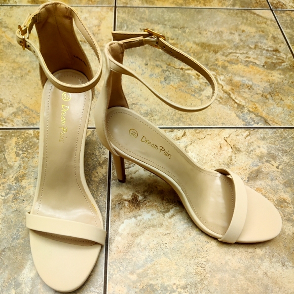 Nude Open-Toe Ankle Strap Heel - Picture 1 of 6
